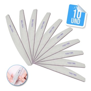 Kit 10 Lixas Lavável 100/180 - Unhas Acrygel Porcelana Fibra