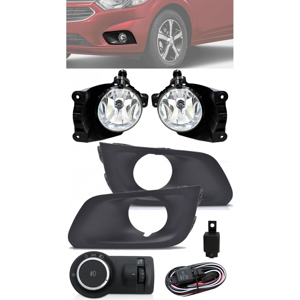 Kit Farol de Milha Neblina Chevrolet Joy Hatch e Sedan 2020 2021 Com Moldura