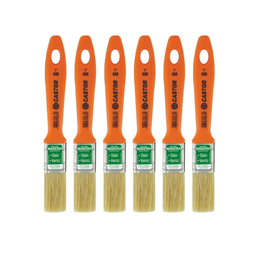 Kit 6 Trinchas 1 Polegada Cerdas Brancas Série 630 - Castor em Oferta na Shopee
