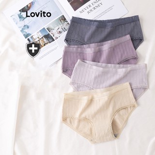 Lovito Casual Calcinha Feminina Lisa Básica LNA24049 (Roxo Claro/Azul Claro)