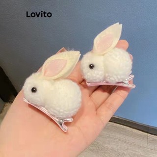 Lovito Grampos De Cabelo Casuais Com Padrão De Desenho Animado Para Mulheres LNA32524 (Branco/Rosa)
