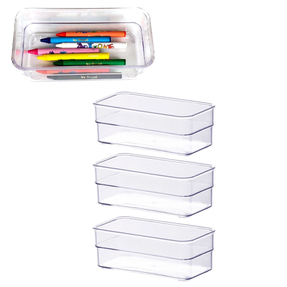 Kit 3 Organizadores modular acrílico cozinha armário gaveta multiuso guarda roupa cosméticos maquiagem pincel lápis talher material escolar Paramount