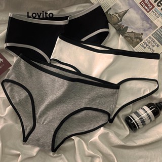 Lovito Calcinha Casual Lisa Com Contraste Para Mulheres LNA41021