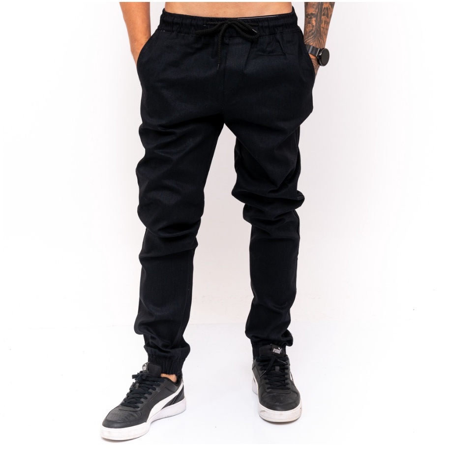 Calça Jogger Masculina Sarja com punho elástico streetwear