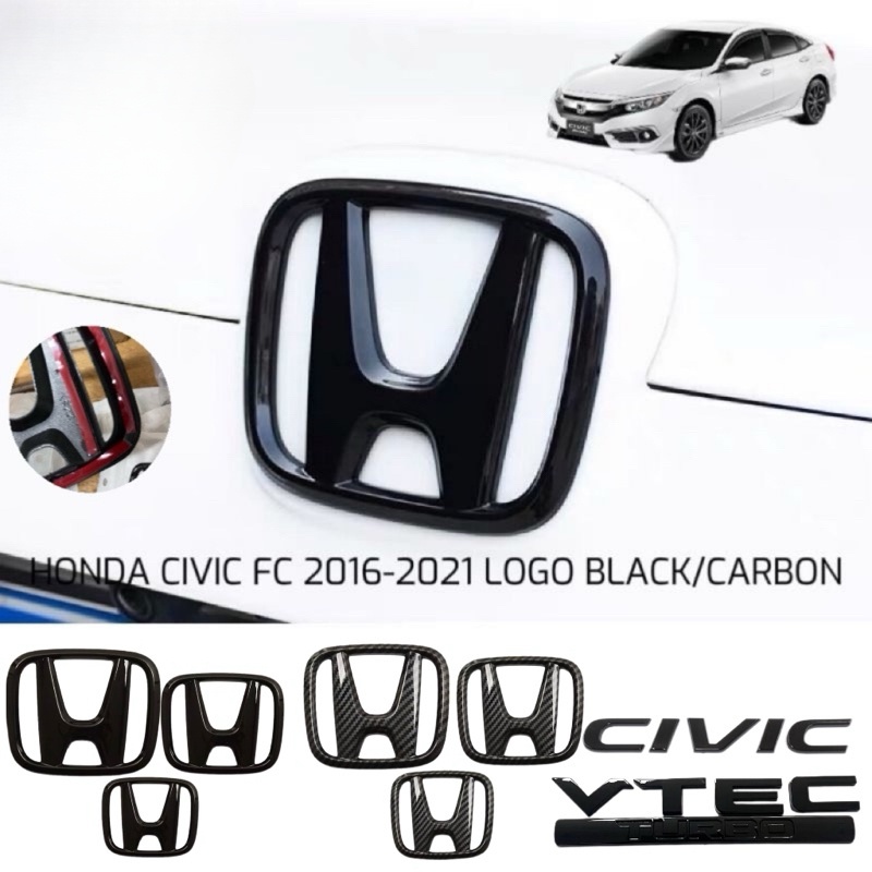 HONDA CIVIC FC LOGO Emblema Da Tampa Do Carbono Preto em Oferta na Shopee