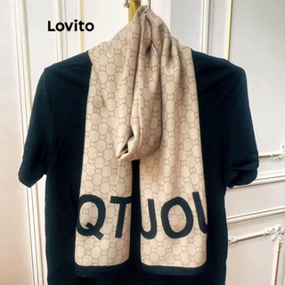 Lovito Lenços Xadrez Colorblock Com Letras Casuais Para Mulheres LFA11339