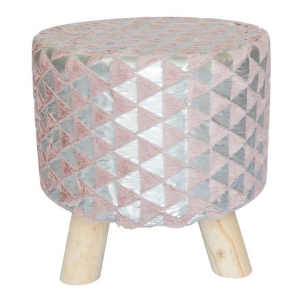 Puff  Pelucia Redondo Rosa Banqueta Beccaro Decor