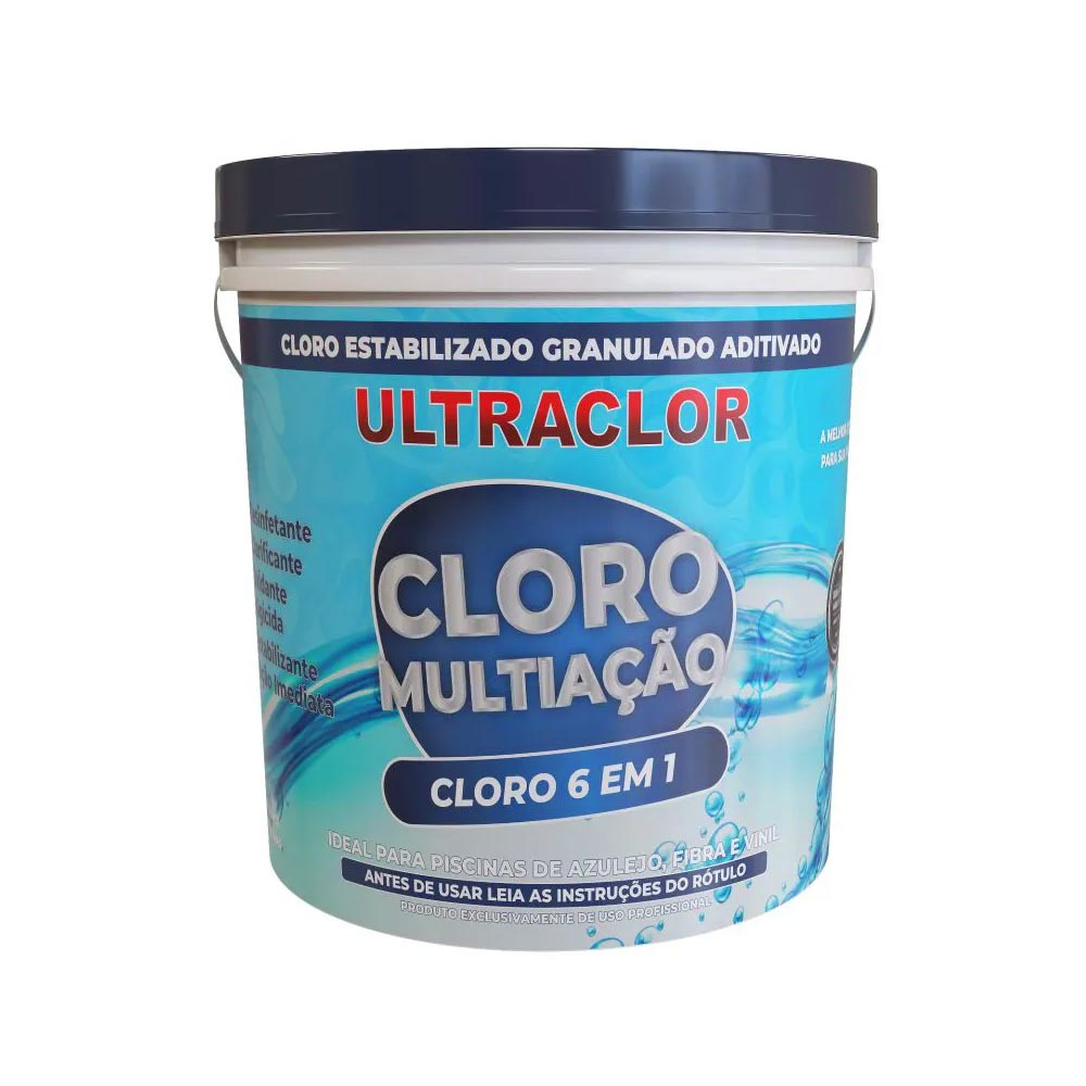 Cloro Multiação 6 em 1 Granulado para Piscinas 10kg Balde Ultraclor