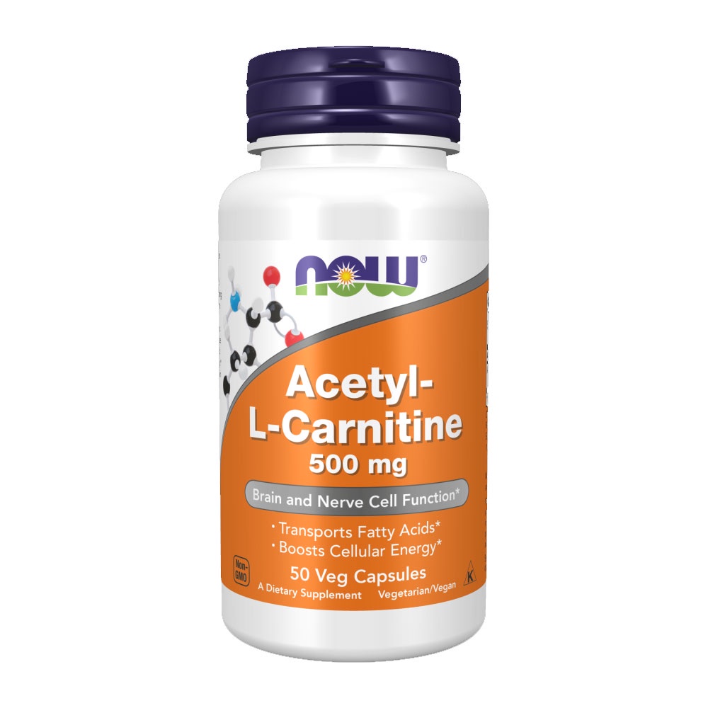 Acetil L-carnitina 500mg Now Foods 50Veg Caps Importado