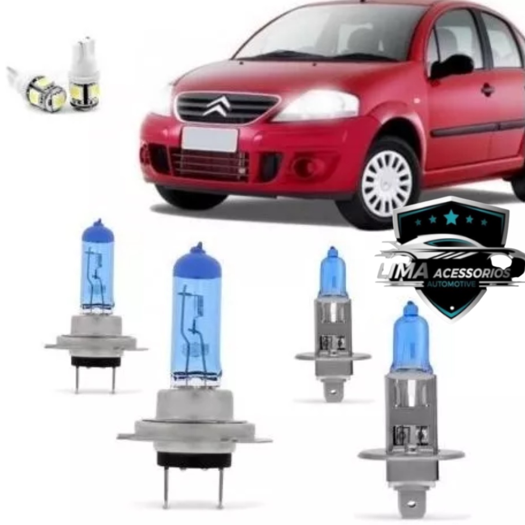Kit Lâmpadas Super Branca H7 H1  Citroen C3  2003 A 2012 em Oferta na Shopee