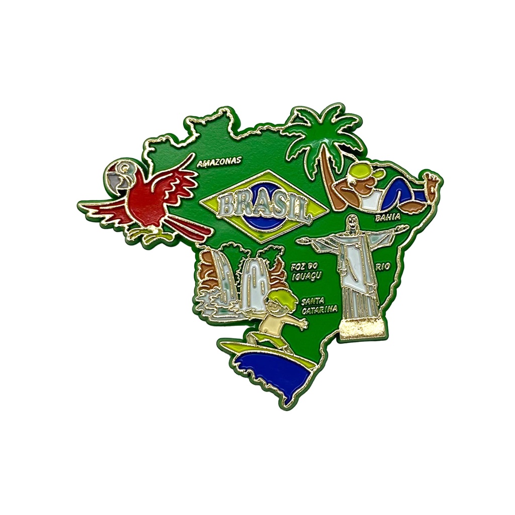 Imã Turístico De Geladeira Mapa Cultura Brasil Emborrachado - Lembrancinha De Turísmo Do Brasil