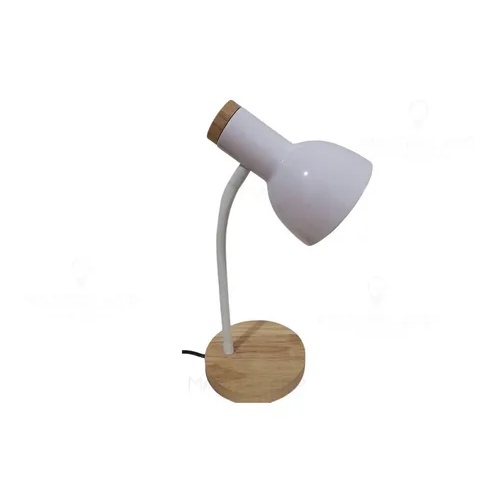 Luminária Abajur Mesa Desk Orion Madeira Articulável Branco