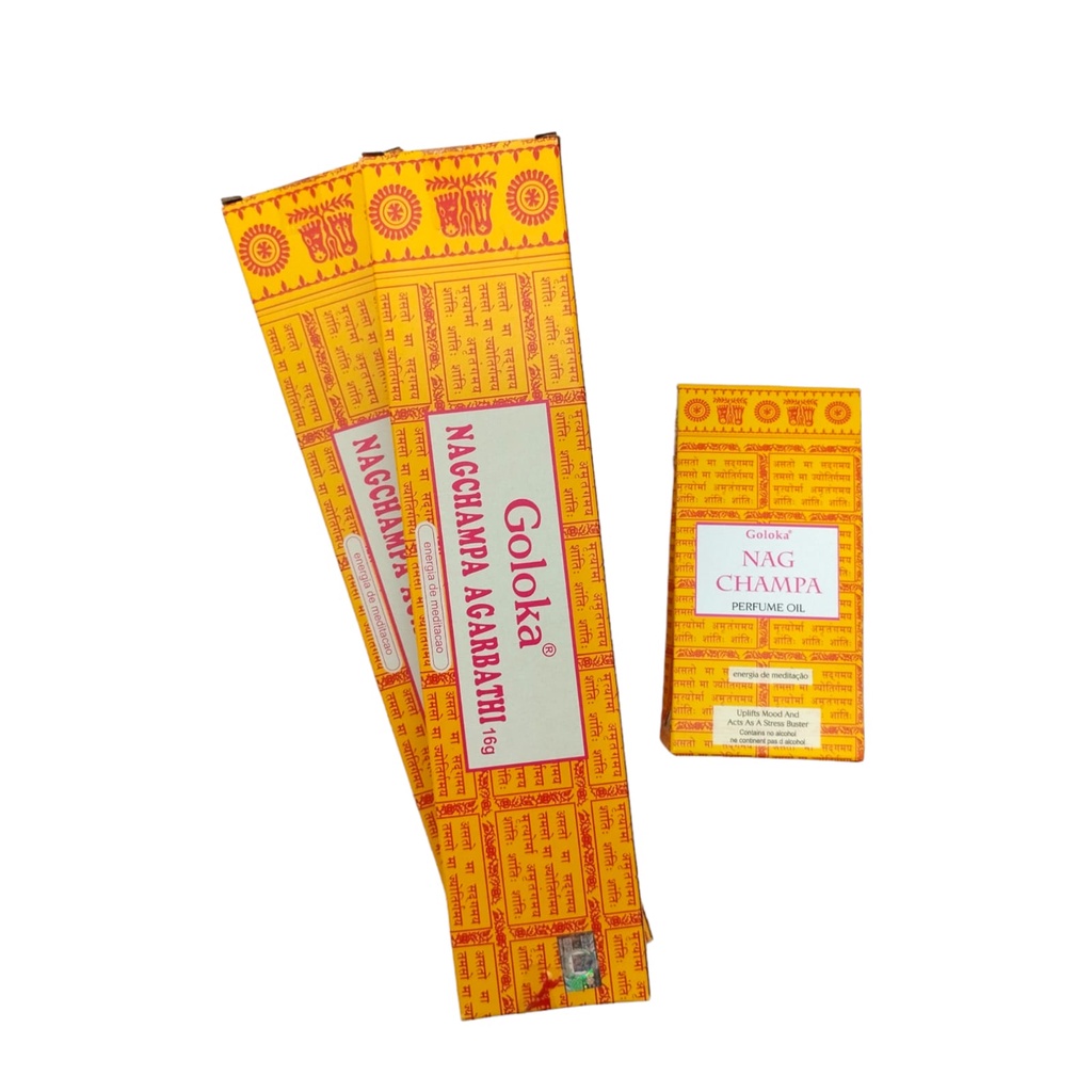 Kit Presente Goloka Nag Champa - 2 Incensos Massala e 1 óleo perfumado – Purificação Energética e Espiritual