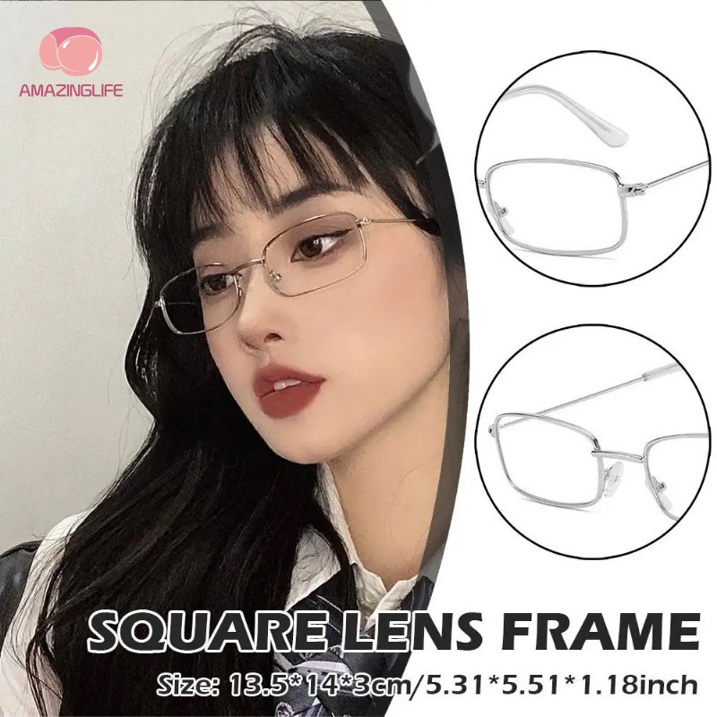 1 PC Metal Pequena Moldura Quadrada Óculos Retro Simples Para Mulheres Estreita Transparentes Acessórios
