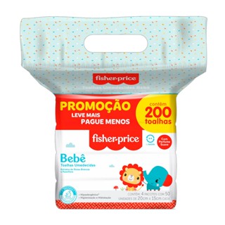 Toalha Umedecida Fisher Price com Perfume 200 Unidades