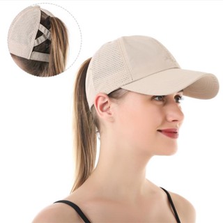 Protetor Solar Feminino Ajustável Bonés De Baseball Com Rabo De Cavalo Em Malha Respiráveis Boné De Esporte De Verão Ao Ar Livre