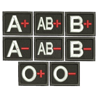 Patch bordado tipo sanguíneo (preto, branco e vermelho) 5x3