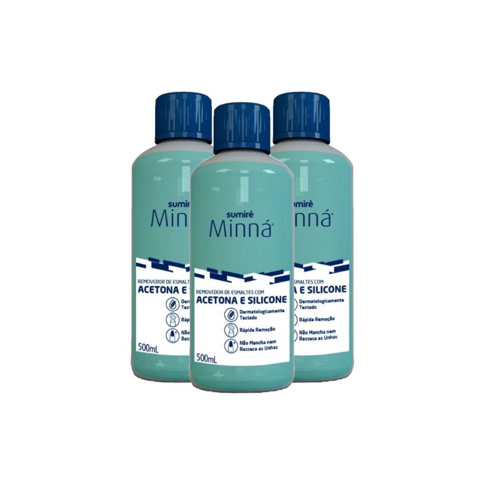 Kit Removedor Esmalte Minná com Acetona 500ml (3 unidades)