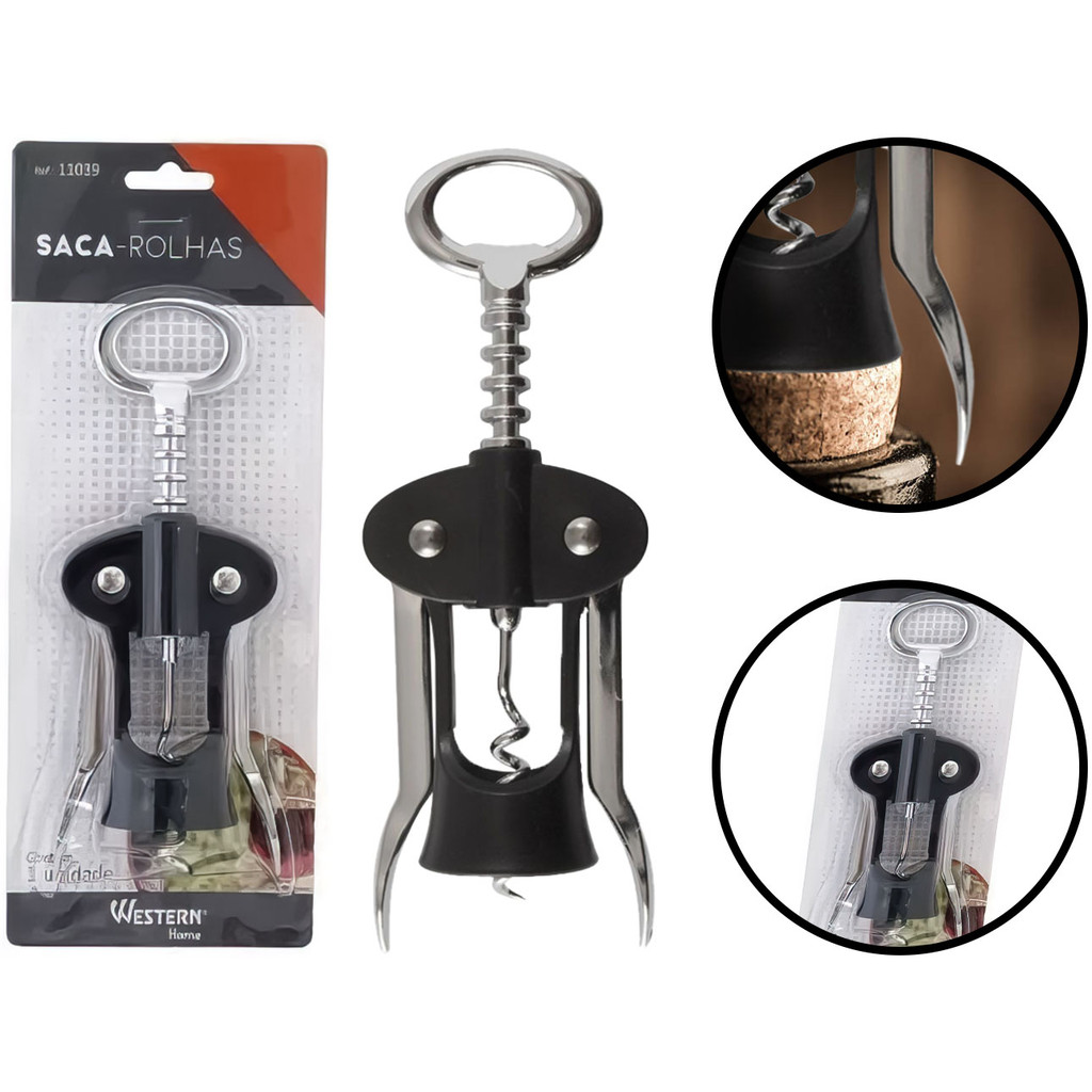 Saca Rolhas Alavanca Abridor De Vinho Durável Elegante Metal Western Home