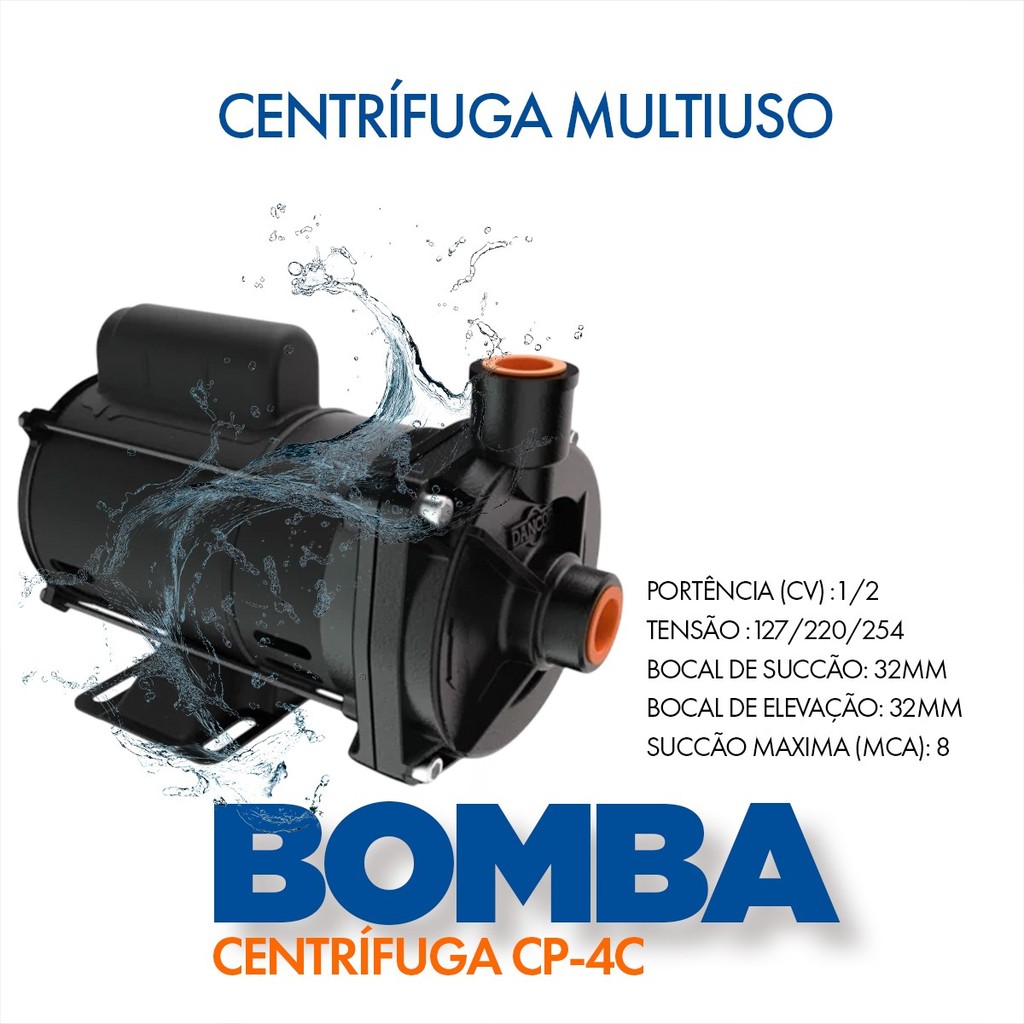 Bomba Centrífuga Eleveção 22 METROS Dancor Bivolt Cp-4r Monofásica 0,5cv