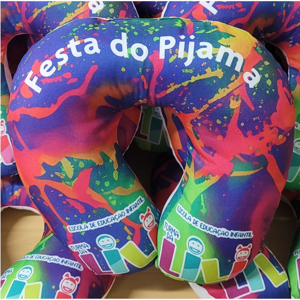 10 Almofadas de Pescoço Pequena Festa do Pijama Neon Personalizada Festas Lembrancinhas Batizados Aniversário Almofada
