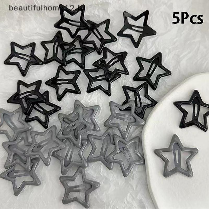 BFBR 5 Peças Meninas Preto Cinza Estrela Grampos De Cabelo Legal Charme Estético BB Para Mulheres Pentagrama Harajuku Ac em Oferta na Shopee