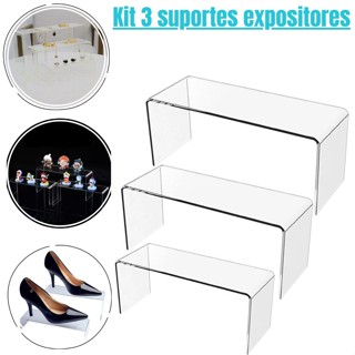 Trio Suporte Expositor Prateleira Escadinha Display Acrílico em Oferta na Shopee
