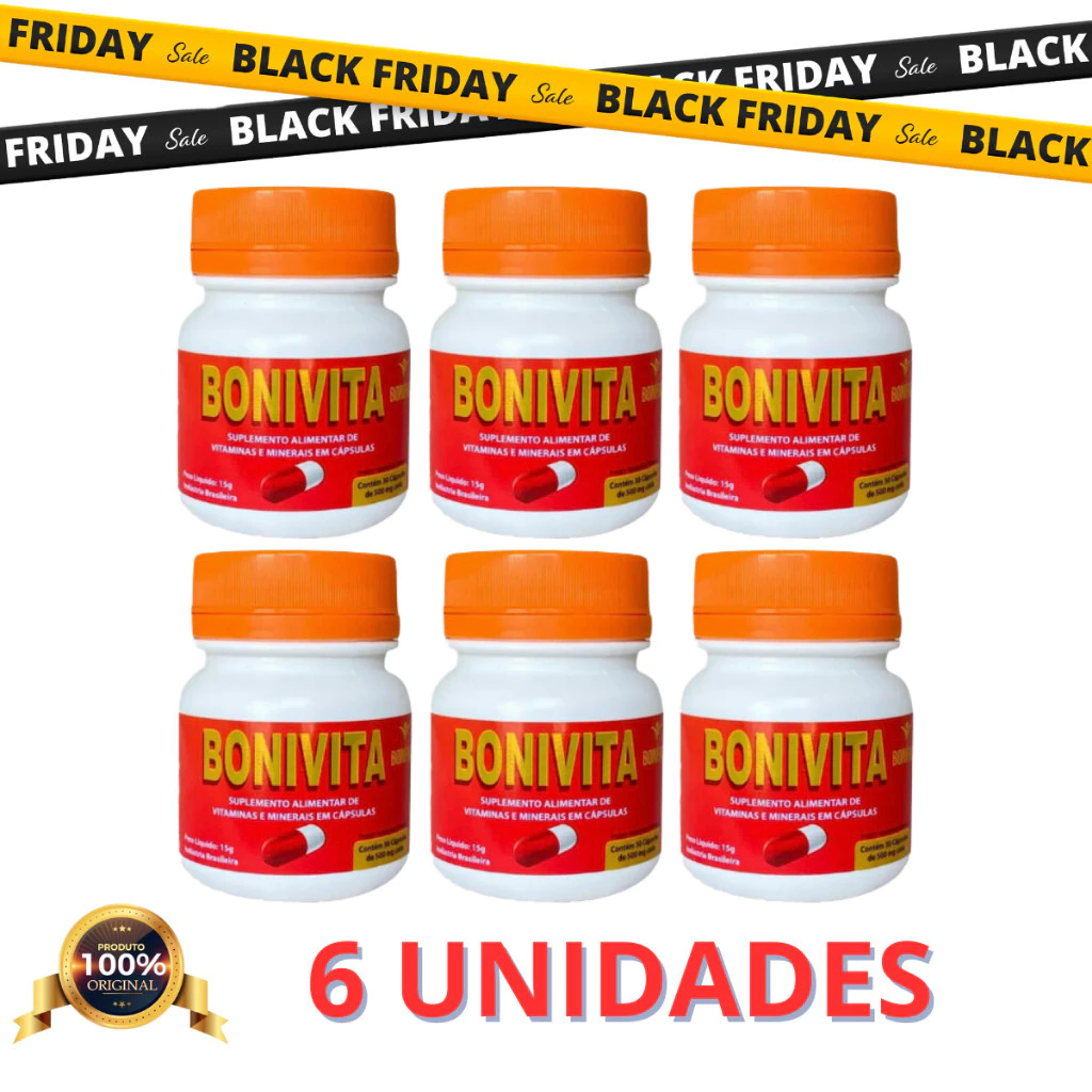 Kit 6 Bonivita Suplemento Alimentar Natural e Funcional - 30 Caps - 100% Natural