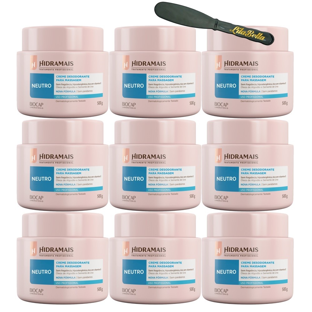 9UN Creme De Massagem Neutro 500GR Hidramais+Espátula