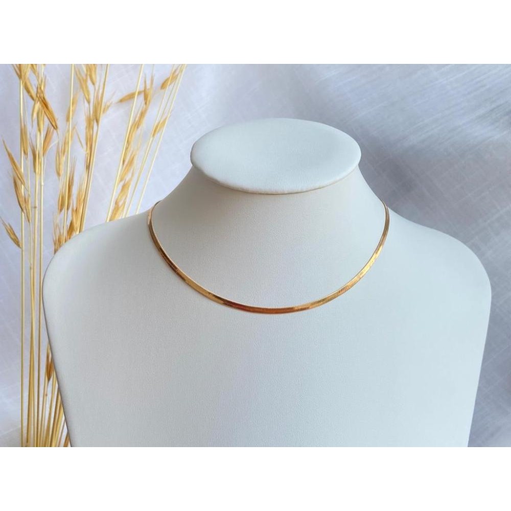 Choker gargantilha fio dourado liso laminado metalizado Banhado a ouro 18k-[SEMI JOIA Antialérgico]