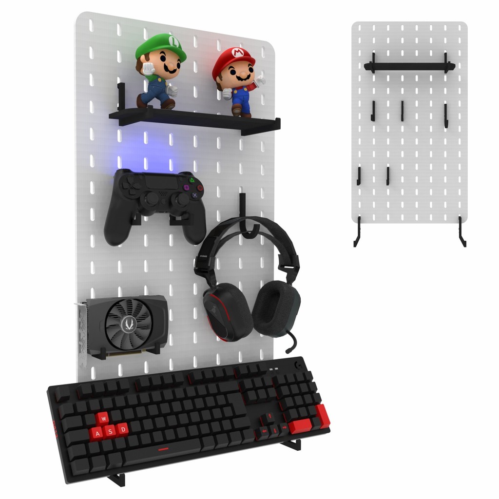 Pegboard MDF 34x59 Organizador Setup Gamer Home Office Branco