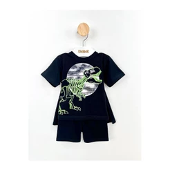 Pijama Menino Camiseta e Bermuda Dino Esqueleto Capa - Kyly