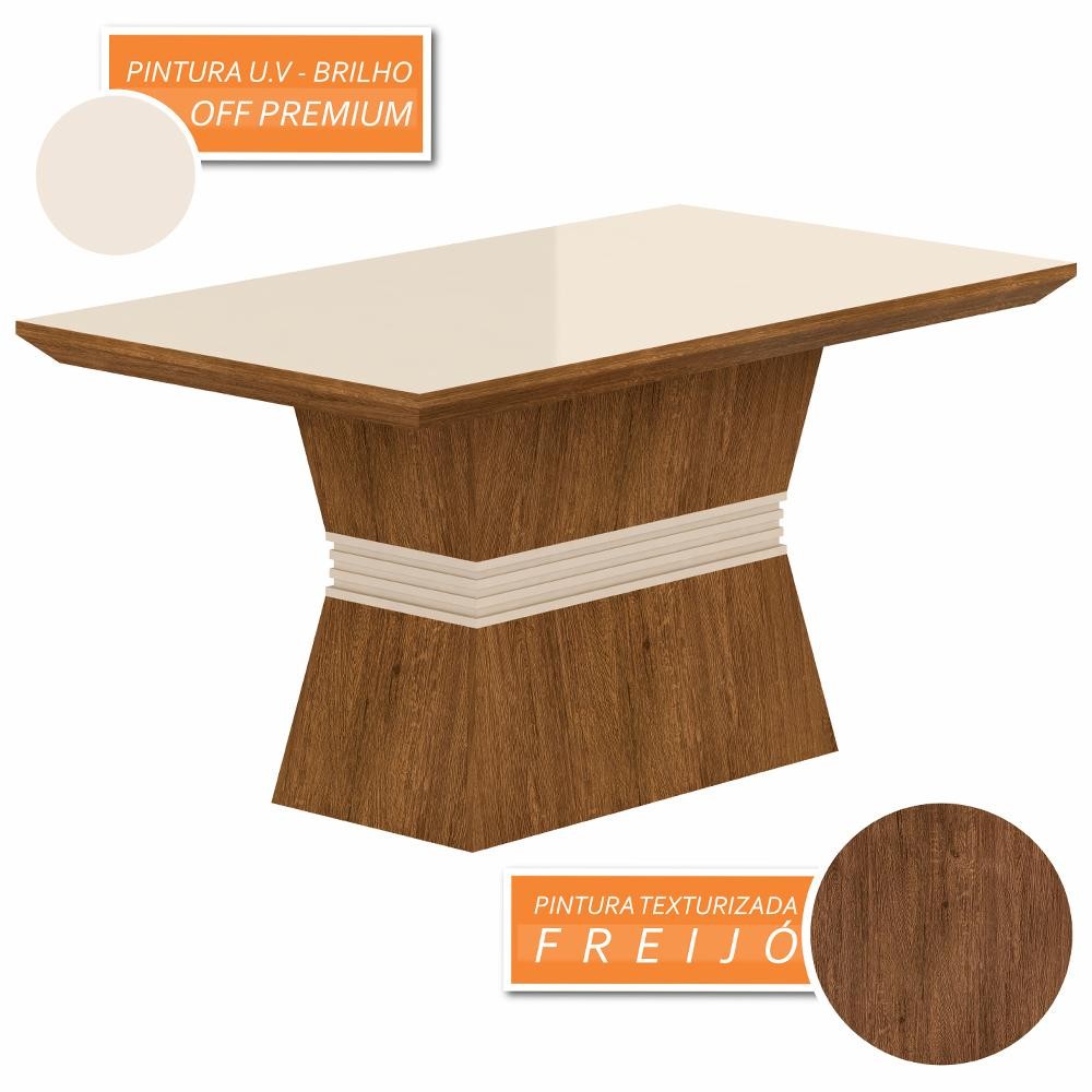 Detalhes do Mesa 1,36 Com 4 Cadeiras Nigéria Freijó/Off Premium/Bege - Móveis Arapongas