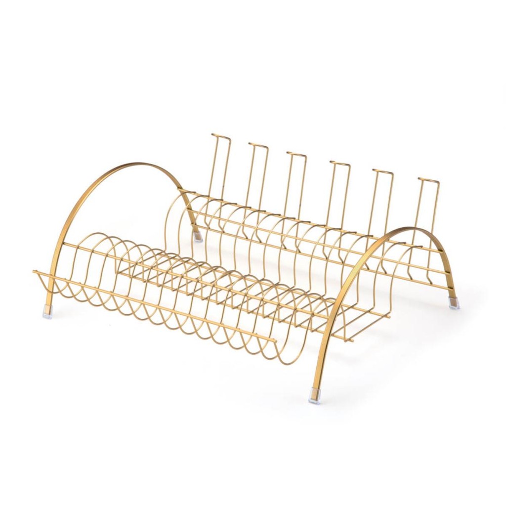 Escorredor de Louças Dourado Fosco Com Porta Talheres Copos em Oferta na Shopee