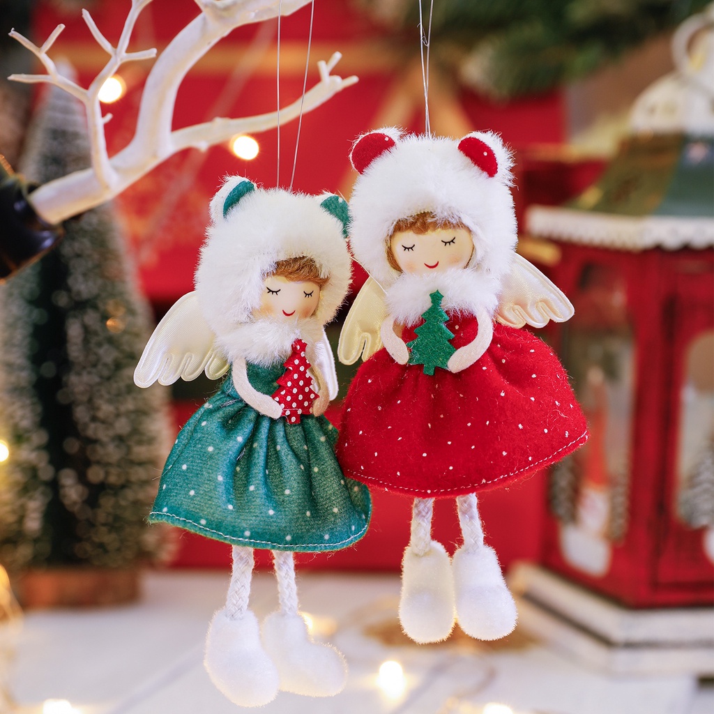 Novo Anjo Elfo Verde Vermelho Árvore de Natal Decoração Menina Anjo Anjo Decoração Cena de Natal Decoração Adereços de Natal