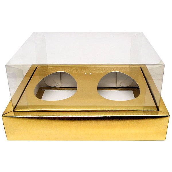 Caixa Ovo de Colher Duplo com Moldura - Meio Ovo de 100g a 150g - Ouro Texturizado - 5 un - Assk - Stationery