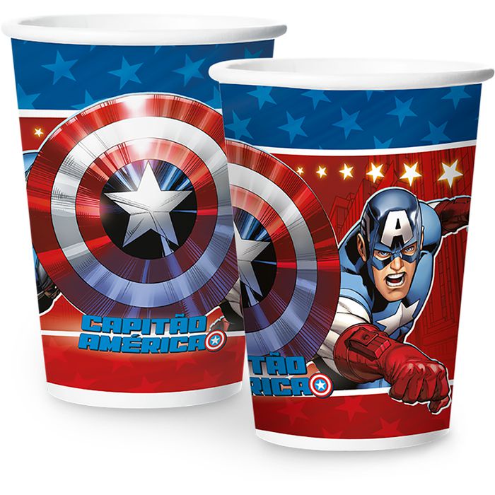 Copo de Papel Festa Capitão América - 12 unidades - Regina - Rizzo em Oferta na Shopee