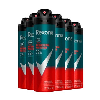 kit Desodorante Aerosol Rexona Men Antibacterial 150ml - 6 Unidades