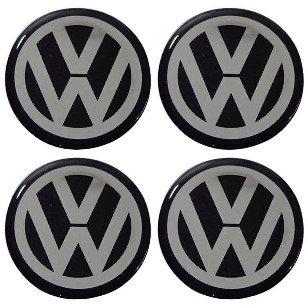 Jogo Emblema Calota Resinada Vw 48mm Preto