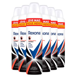 Kit Desodorante Aerosol Rexona Antibacterial + Invisible 250ml - 6 Unidades