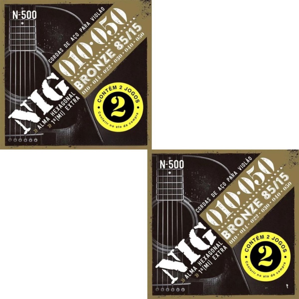 Encordoamento Violão Aço Bronze Nig N500 Kit 4 jogos .010” PR2N500L