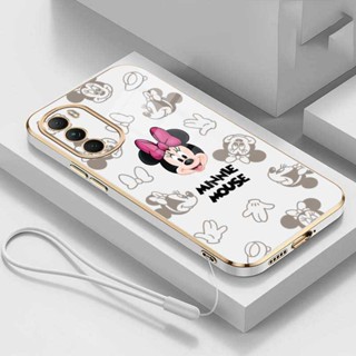Motorola Moto G72 edge30 G32 G31 Edge 30 Minnie Cartoon Mouse Case Capa Móvel De Luxo À Prova De Choque Com Cordão