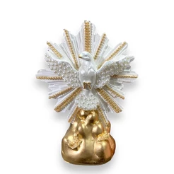 Divino Espirito Santo De Mesa Perola Dourado 19cm
