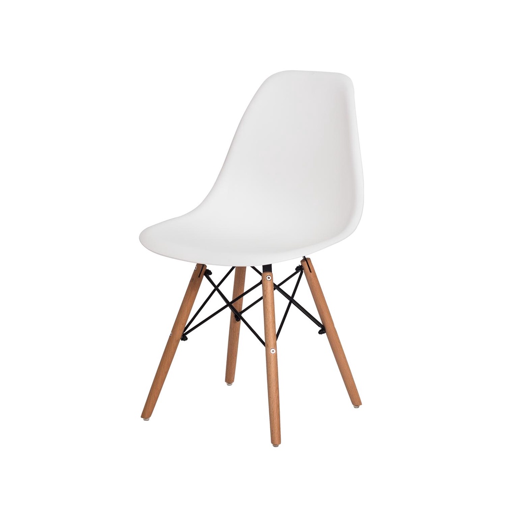 Cadeira Para Mesa De Jantar Cozinha Charles Eames Eiffel Base Madeira Wood Branca