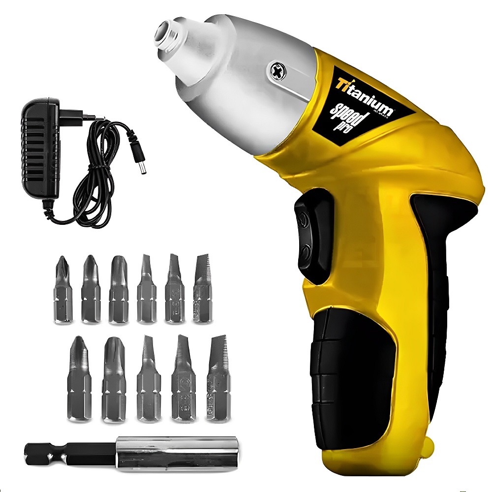 Parafusadeira Elétrica Titanium Speed Pró Bivolt C/ 11 Bits - Home & Living