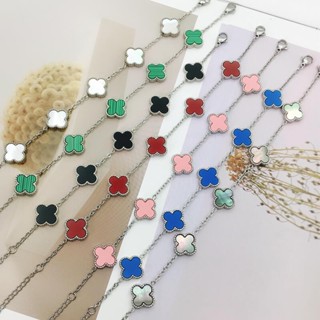 Clássico Da Moda De Luxo Pulseira De Quatro Folhas De Trevo De Aço Inoxidável De Titânio Fêmea Concha Tiktok popular Por Atacado