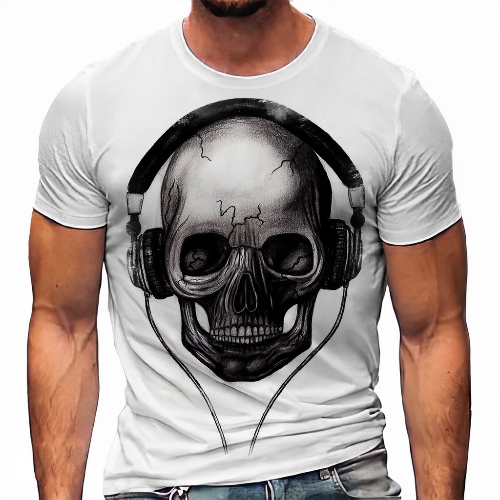 Camiseta Caveira Fone Música 95 A
