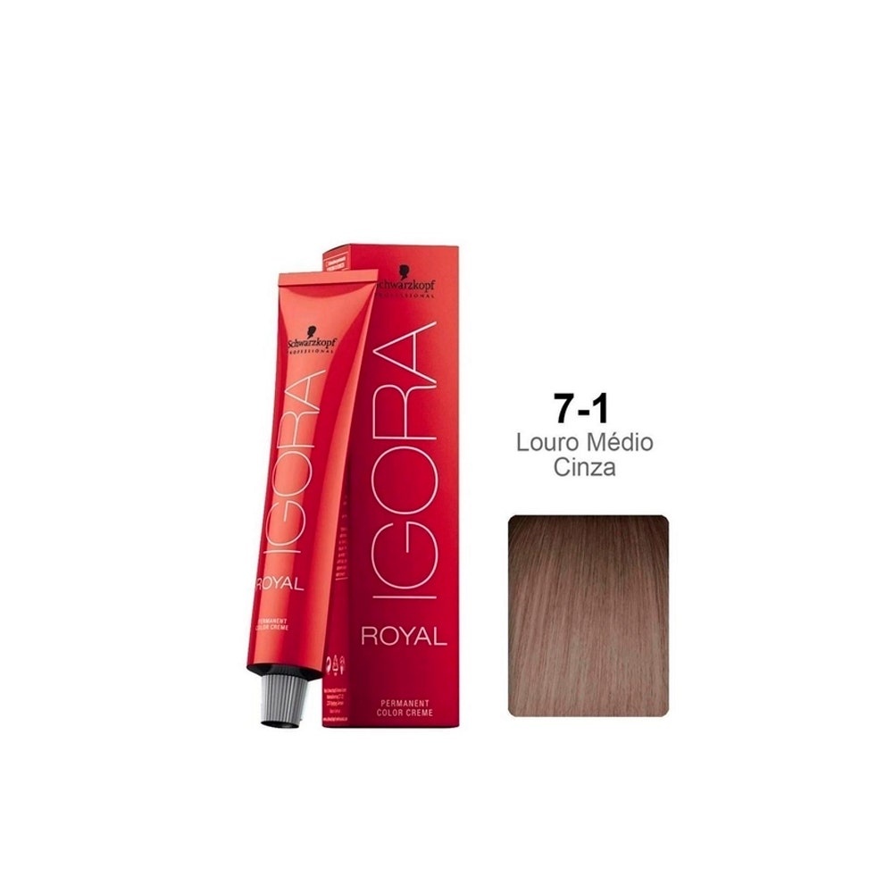 Tintura Schwarzkopf Igora Royal 7.1 Louro Cinza Médio em Oferta na Shopee