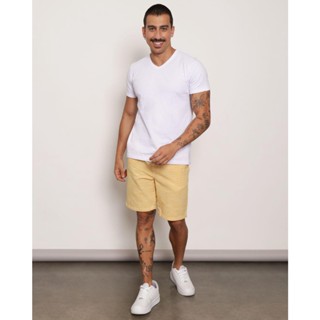 Bermuda Masculina Listras Com Bolso Amarelo