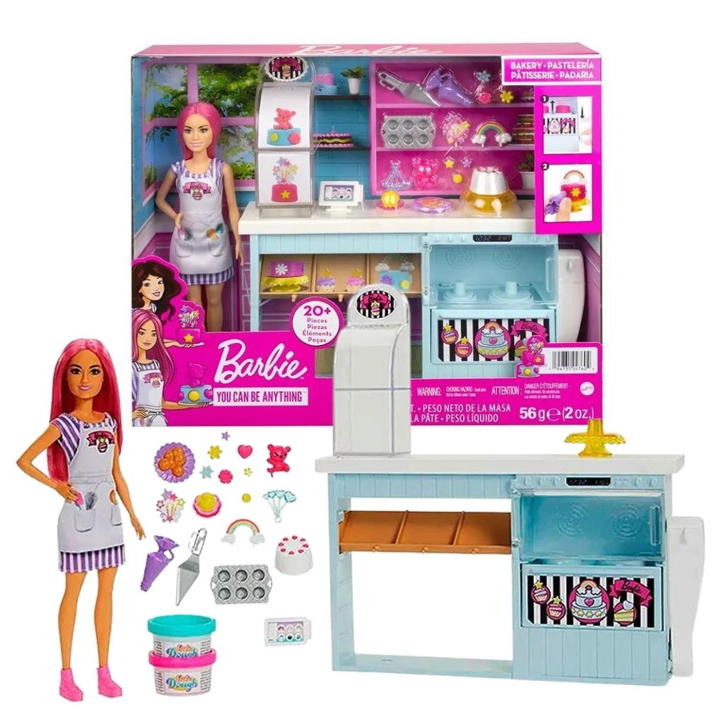 Boneca Barbie com Cenário de Padaria +20 pçs HGB73 - Mattel em Oferta na Shopee
